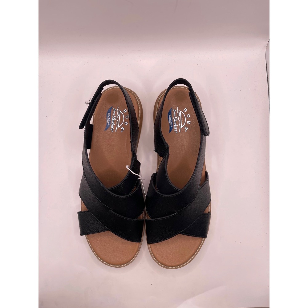 BOBS from Skechers Arch Fit Oasis Cozy Crosser Black Vegan Sandals 8 - Picture 3 of 7